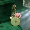 Pfingstrosen-Pipa-Brosche, Hochwertiger Femininer Charme, Perlen-Jade-Brosche, Kreative Brosche im Antik-Stil