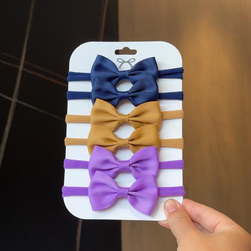 6Pcs/Set Solid Color Kids Headwear Elastic Hair Bands for Baby Cute Ribbon Bowknot Headband Infant Girls Hair Accessories
