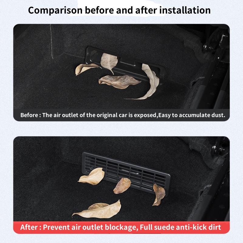 For Tesla Model Y Juniper Launch 2025 Under Seat Air Vent Cover ABS Backseat Protective Cover Vent Mesh Filter Accessories 2Pcs