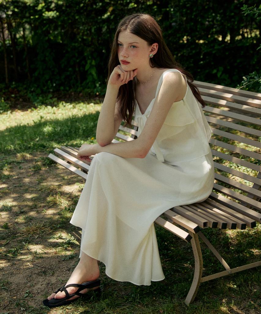 ADAUL Flare Line Summer Cool Long Skirt - White