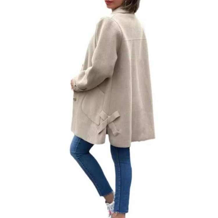 Women Solid Color Loose Single Breasted Cardigan Jacket Long Sleeve Turn Down Collar Spring Fall Coat For Dating