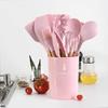 Kit Ustensiles de Cuisine - Marque - 12 pièces - Silicone Antiadhésif - Manche en Bois Lisse - Contemporain