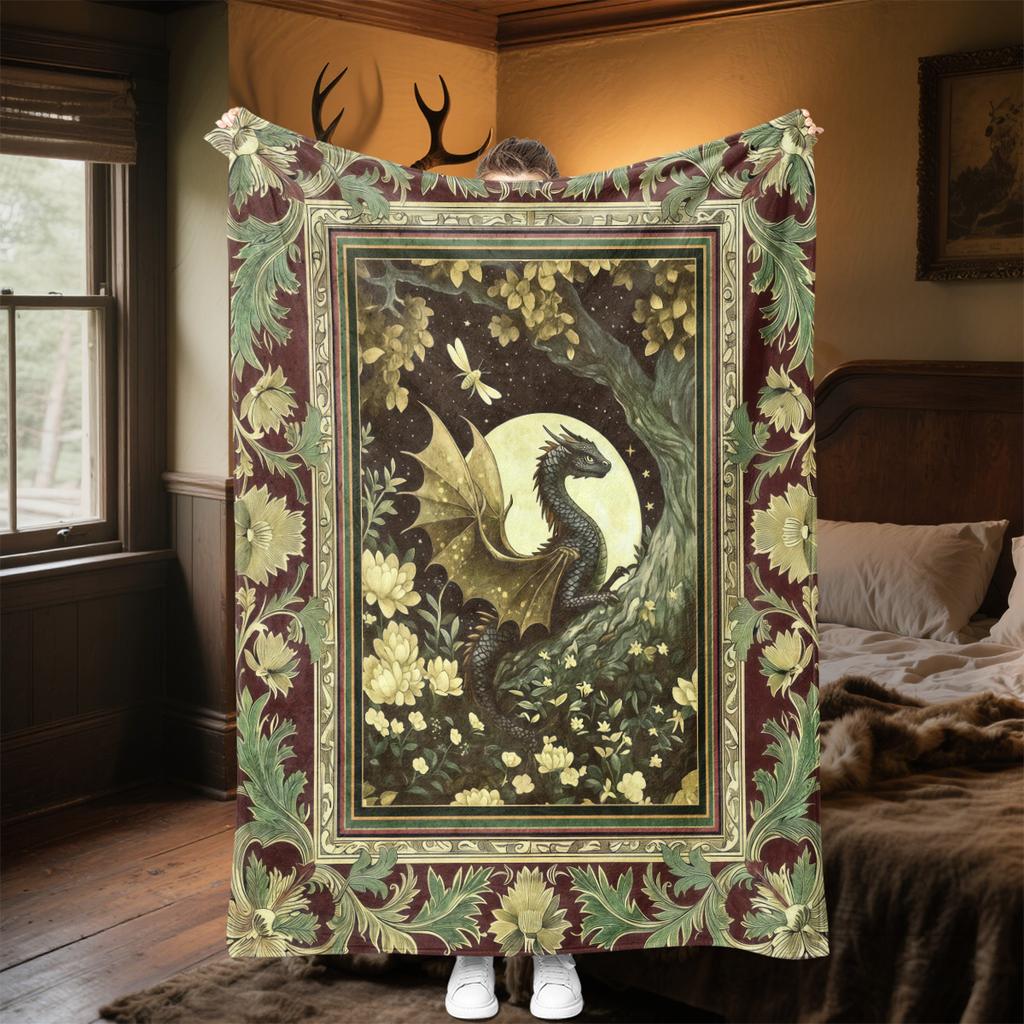 1pc Medieval Gothic Fantasy Dragon blanket, al season lightweigh Poster blanket home office outdoor nap multifunc Poster blanketional blanket