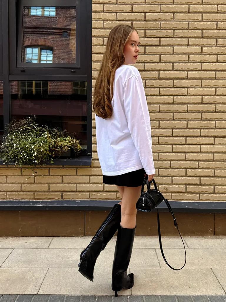 100% cotton t-shirt autumn European and American casual simple lazy style literary printing comfortable top women