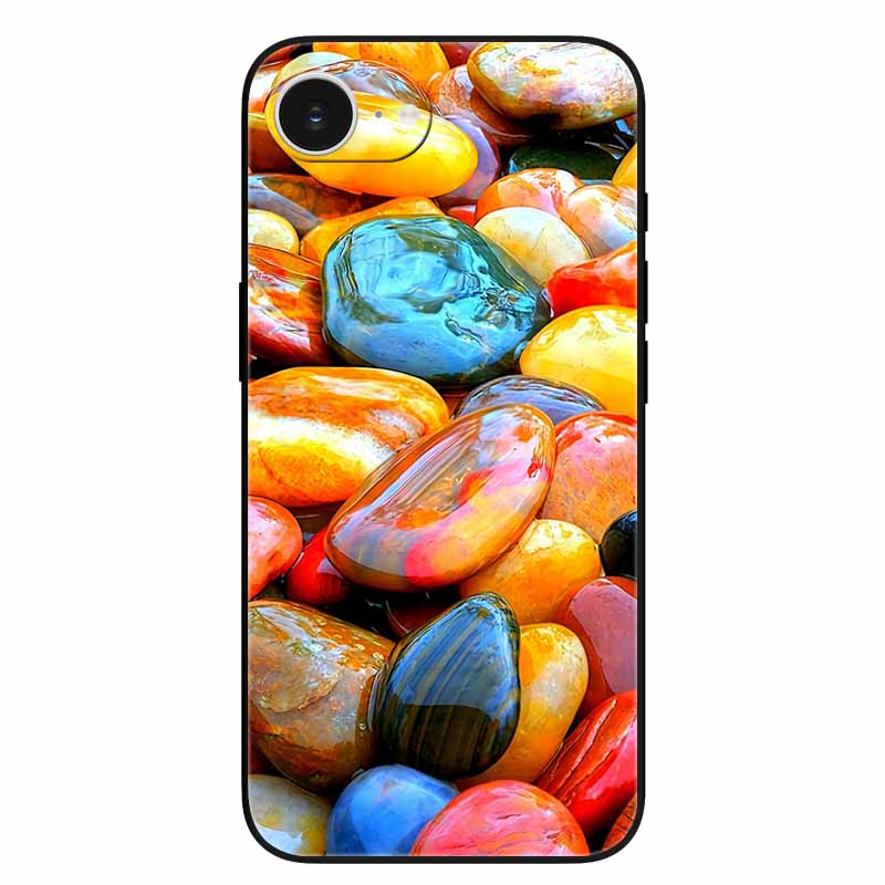 Schwarze Handyhülle Cover für Apple iPhone 16e Hüllen Gedruckte TPU Weiche Stoßfängerhülle für iPhone16e 16e 2025 Schutz Silikonhüllen