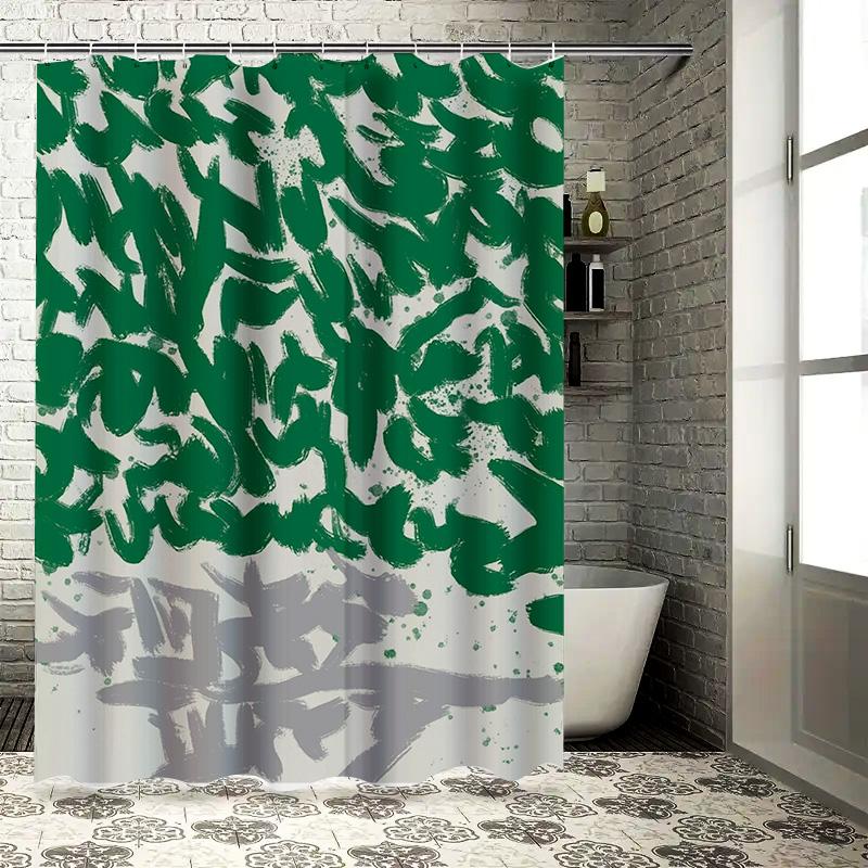 

Green Brush Strokes Shower Curtain Waterproof Bath Decor 90x180cm