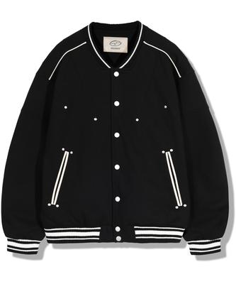 Gubin Line Studded Baseball Jacket - Black