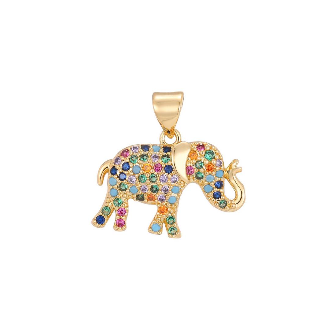 18K Gold Rhinestone Elephant Necklace – Fashionable European and American Animal Pendant.