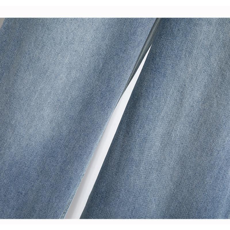 DIMANAF 2024 Plus Size Women Pants Autumn Trousers Loose Wide Leg Pants Casual Vintage Large Size Elastic Waist Blue Jeans