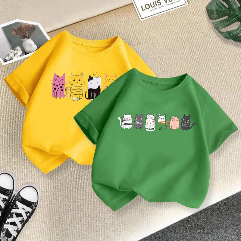 Children T-shirt Cute Animal Printed Kids 100% Cotton Clothes Tops 2-13Y O-Neck Short-sleeve T-shirt