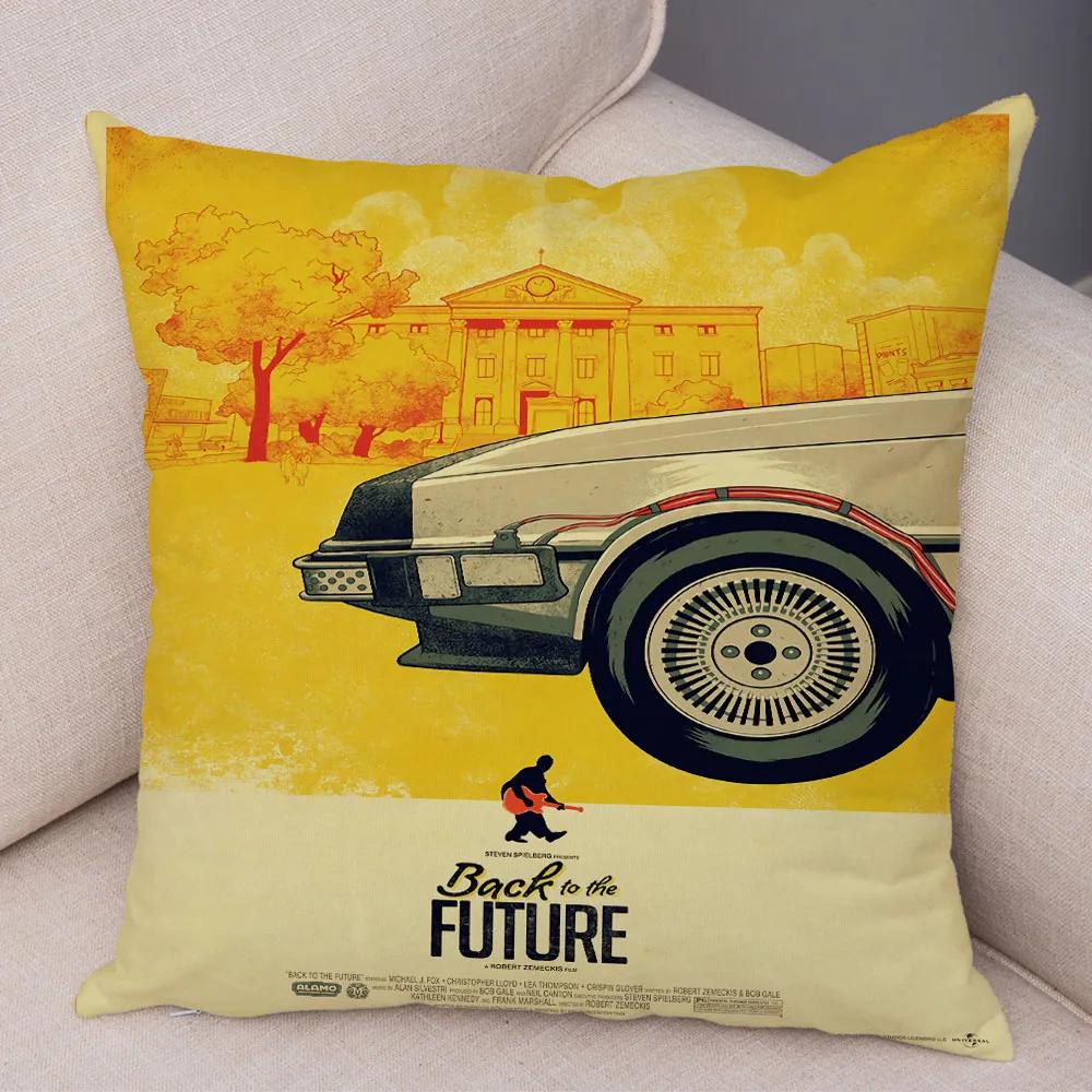 Cartoon Klassiker Film Kissenbezug Deko Zurück in die Zukunft Kissenbezug Superweicher Plüsch Kissenbezug für Sofa Zuhause Auto 45x45cm