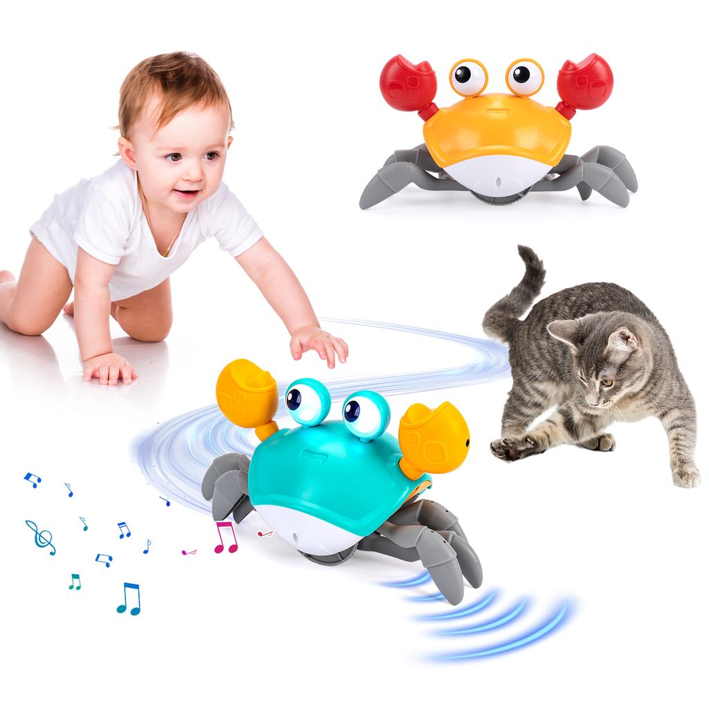Dancing Crawling Crab Run Away Toys Kids Electronic USB Charging Interactive Toddler Tummy Time Toys