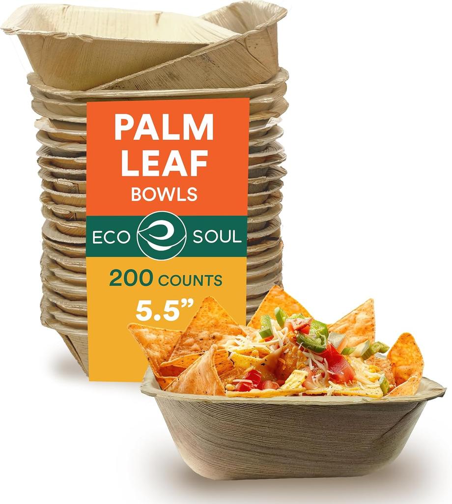 Eco Soul 100% Ekologiczne Kwadratowe Miski Z Liści Palmowych Zestaw 25 Szt.