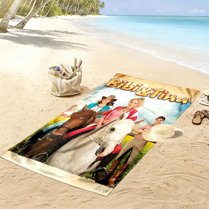 Bibi and Tina Print Beach Towel, Large Soft Quick Dry Towel for Beach Camping Swimming