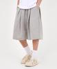 BOUNDARY Double-Tuck Wide Bermuda Shorts [Gray]