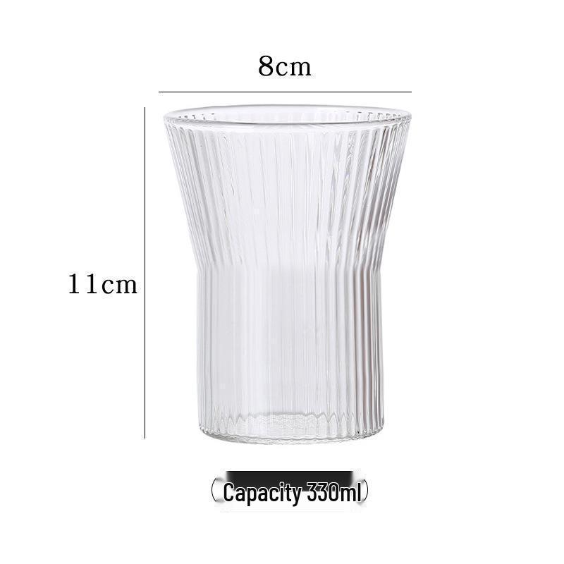 Japanese Ribbed Glass Heat-Resistant Cup - Vertical Stripe Design for Tea, Coffee, Pour-Over, and Water. 320ML