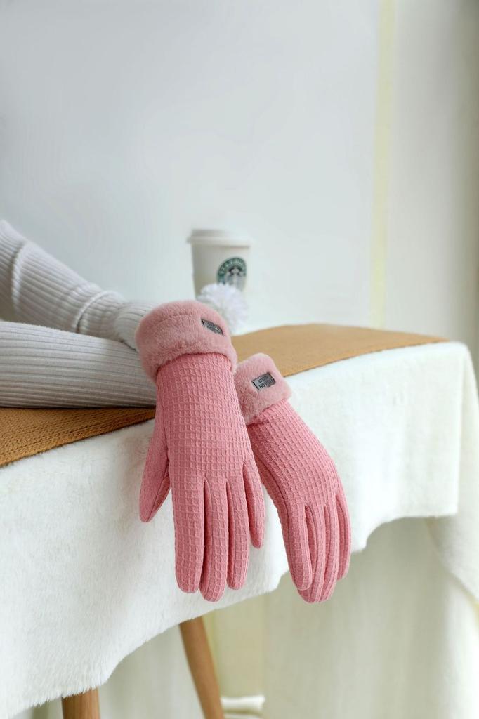 Winter Damen Flauschige Fahrradhandschuhe Mit Winddichtem Design Für Den Außenbereich