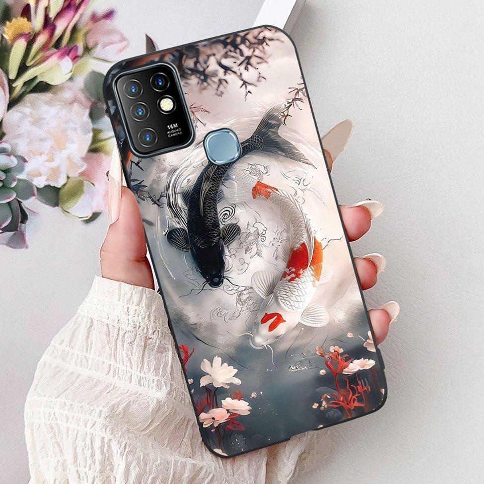 For Infinix Hot 10 Case Silicone Cute Cat Fashion Flowers Luxury Painted Back Cover For Inifnix Hot 10 Phone Case X682B X682C