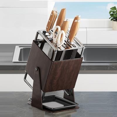 Knife Rack Kitchen Household Countertop Knife Holder Integrated Knife Block Storage Rack Detachable Draining No Installation Nee