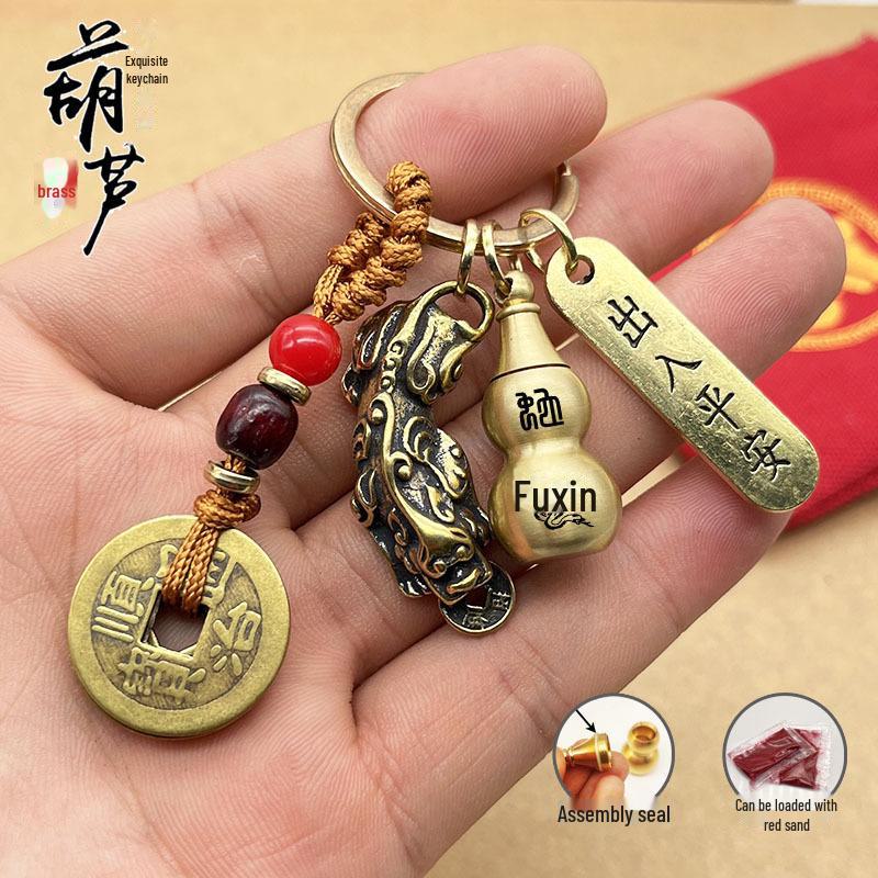 

Брелок-тыква Pixiu из чистой латуни с изображением зодиака и монетой пяти императоров