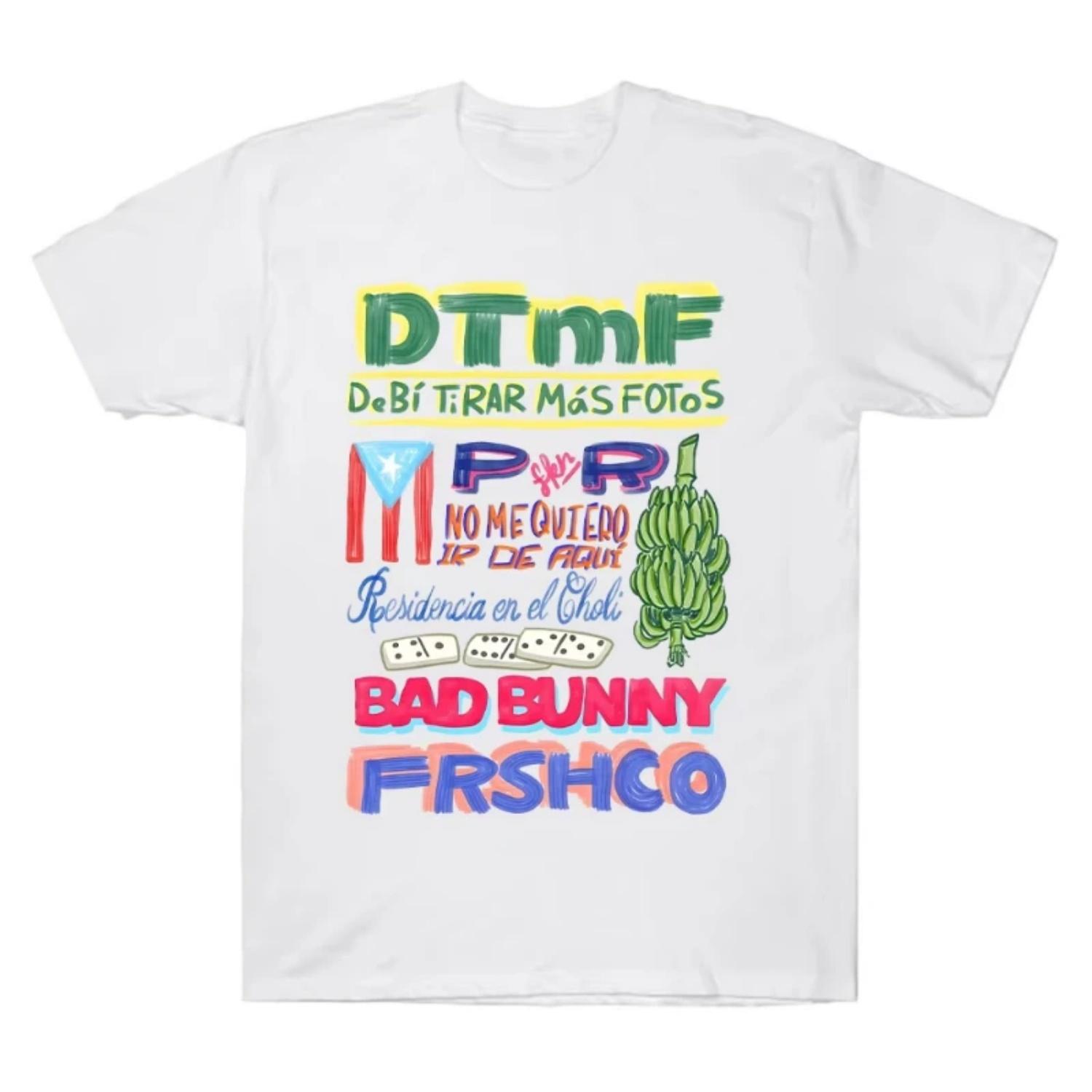 

Мерч DTMF Резиденция Тур Футболка Рэпер Bad Bunny Футболка Оверсайз Хлопок Высокое Качество Харадзюку Футболки Хип-Хоп Женская Мужская Одежда S чёрный