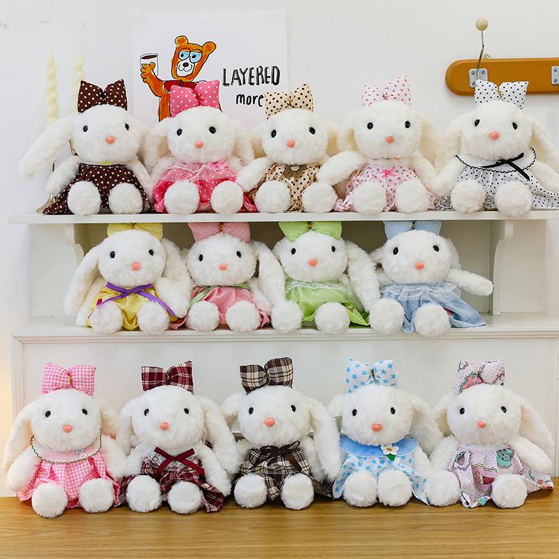 New flower skirt lop-eared rabbit plush toy doll cute dressing rabbit eight-inch doll girl gift