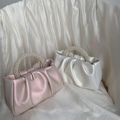 Sweet Girly Pearl Bag Handbag Women's Fashion Versatile Pleated Crossbody Cloud Bag Mini Mobile Phone Bag