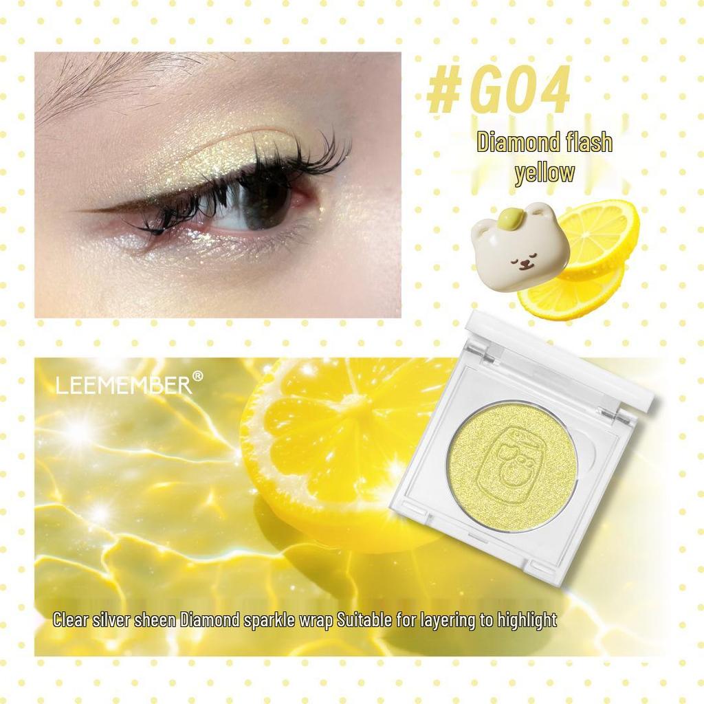 Lychee Meng Bear Dreamcore Lemon Hard Candy Shimmer Eyeshadow and Multi-Use Highlighter.