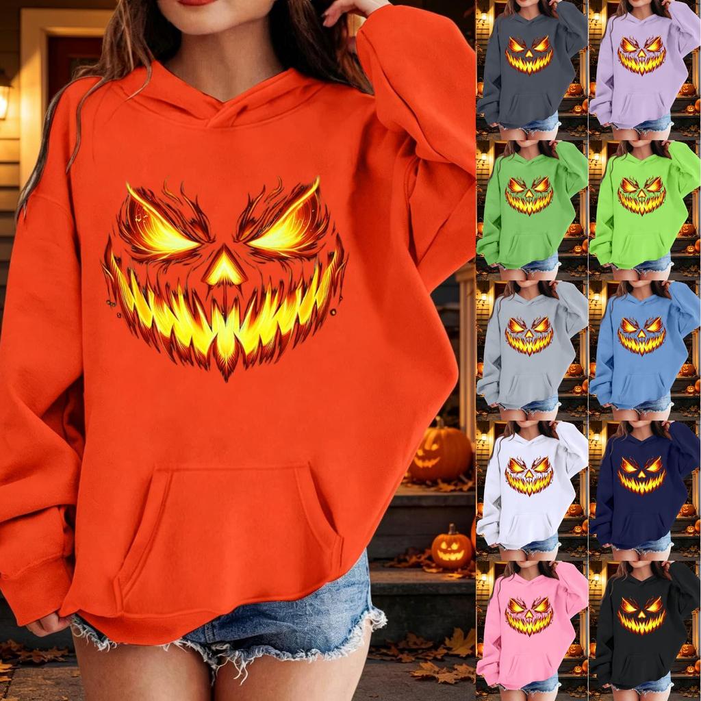 Kinder Halloween Kapuzenpullover mit Aufdruck Lässiger lockerer Pullover für Jungen Mädchen Party und Alltag