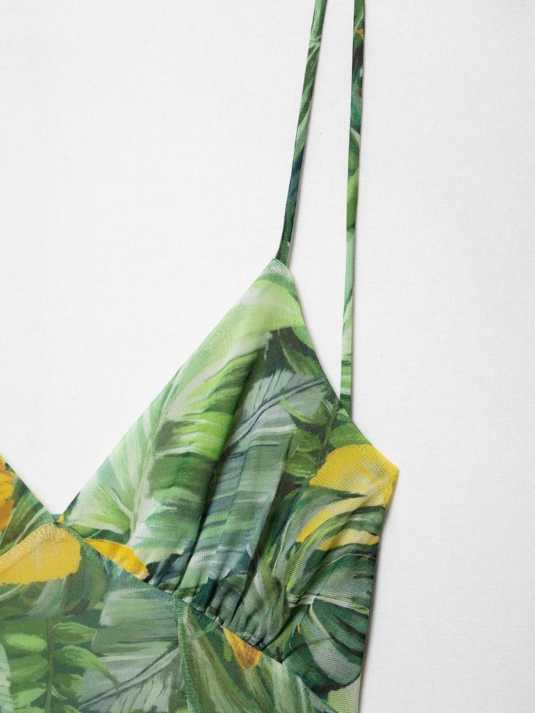 2025 Summer Women's Fashion Print Silk Mesh Dress