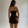 GMXIA Women's Summer Spring Sleeveless One Shoulder Fashion Casual Line Top Chest Slim Short Women Skirts