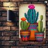Metal Wall Art Cactus In Pot Vintage Tin Sign for Bar Cafe Decor 8x12 Inch