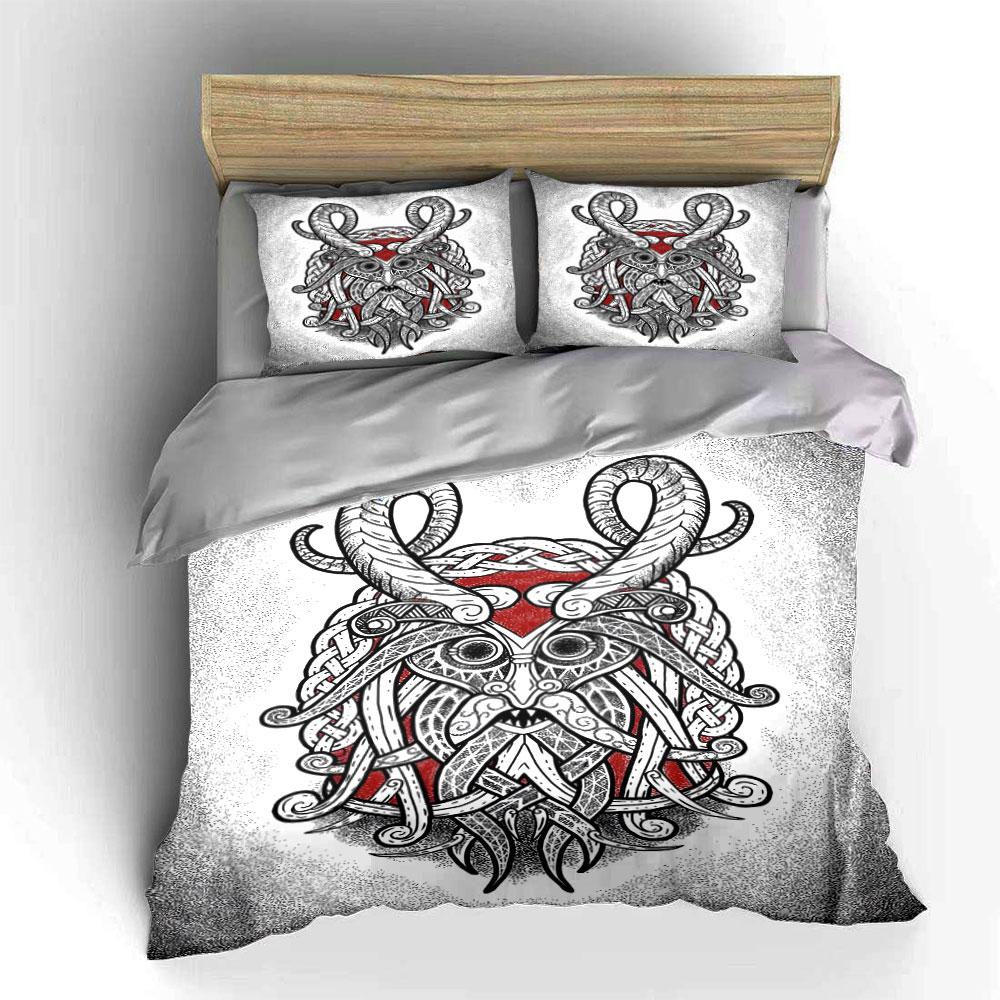 Horned Viking-inspired Face. Bedding Sets Duvet Cover Sets Duvet Covers Pillowcases(1 * Duvet Cover 2 * Pillowcases Without Duvet Insert)