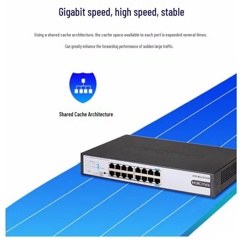 H3C S1216 16-Port Gigabit Unmanaged Enterprise Rackmount Network Switch