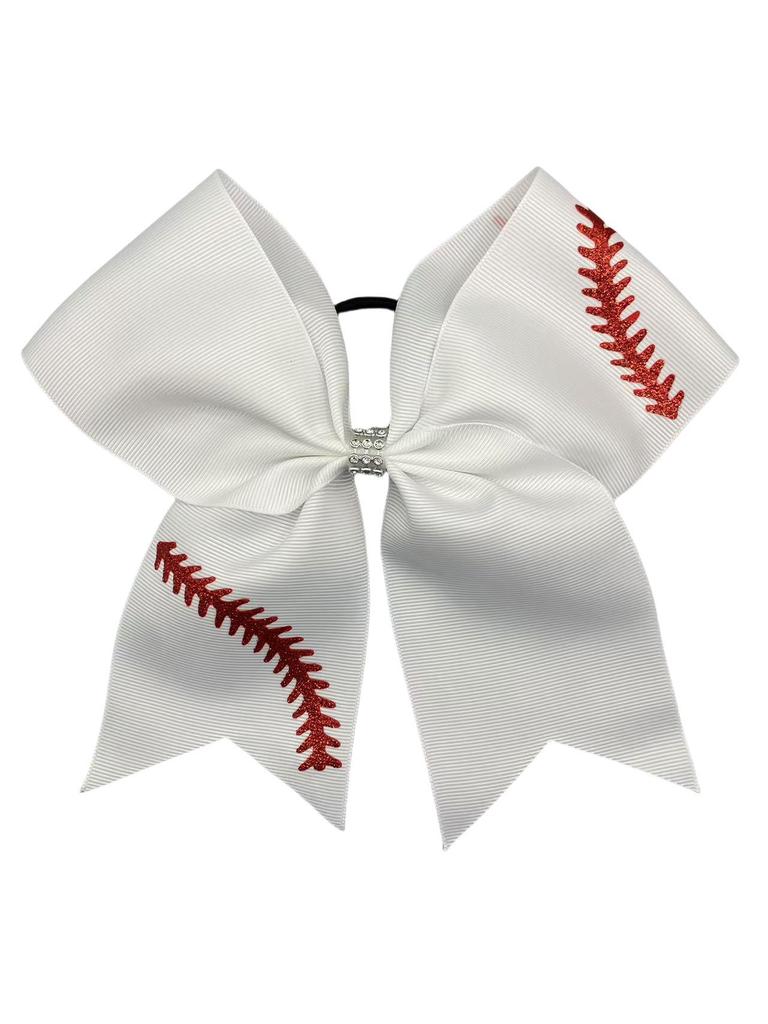 Cheerleader Bow Rhinestone Hair Tie - Olive Branch Design