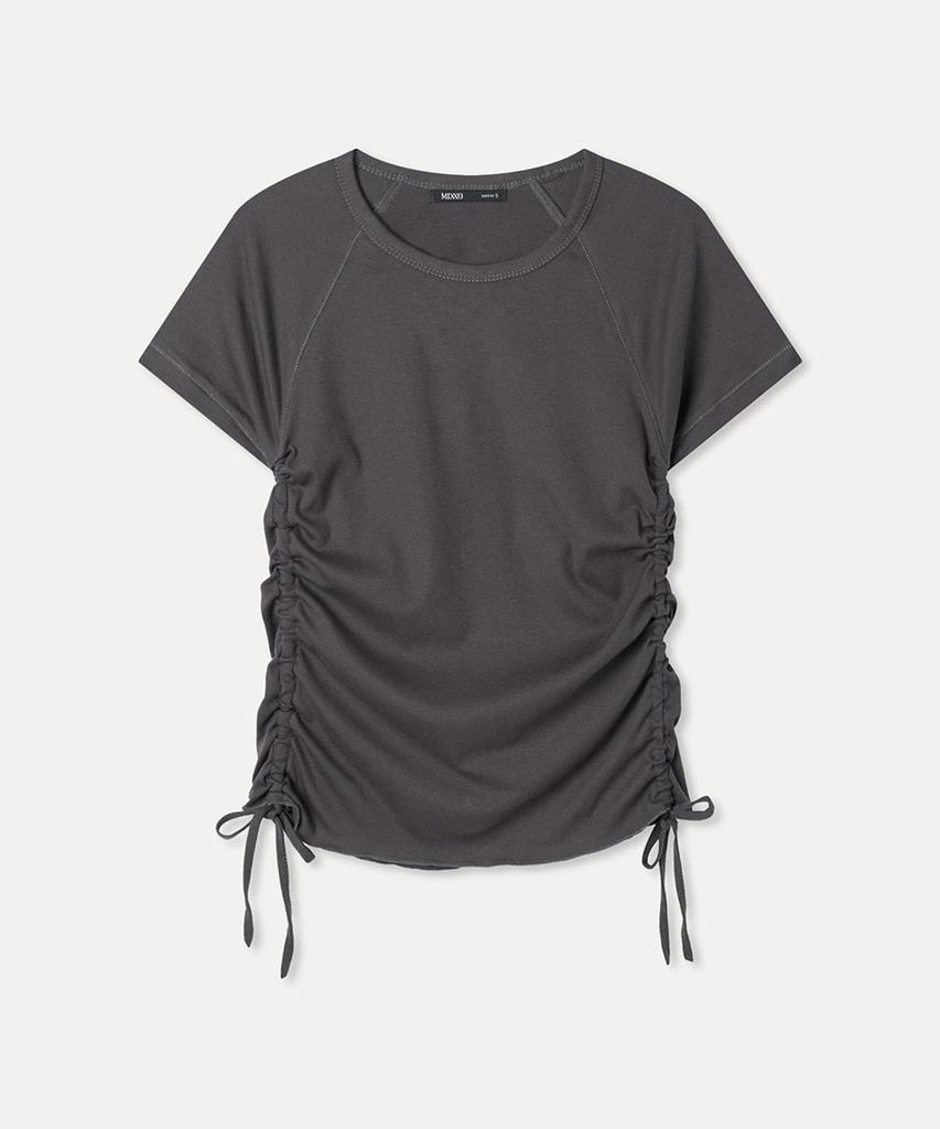 MIXXO Side Shirred Short Sleeve T-Shirt_Miwhwg97Ss