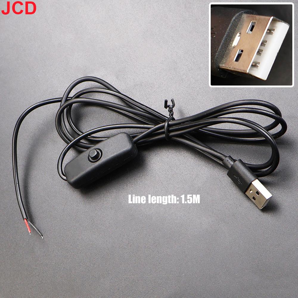 JCD 1pcs 5V Switch Power Supply Wire USB Male to 2 Core Connection Cable 501 Button ON OFF For LED Strip Lamp Bulb Light DIY