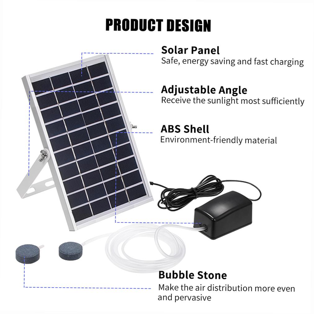 Solar Oxygen Pump Fish   Oxygenator Aquarium Oxygen Aerator Pond Aerator   Pump Fishing Aerator Aquarium  pump with Aquarium Oxygen Pipe   Bu