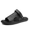 W7621 Men'S Shoes One-Word Foot Sandals Summer Cowhide Surface Handmade Flat Two Shoes Half Slippers Beach Sandals