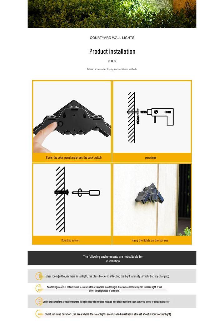 Solar Waterproof Outdoor Wall Washers: Villa Garden Landscape Spotlights and Fence Decoration Lights.