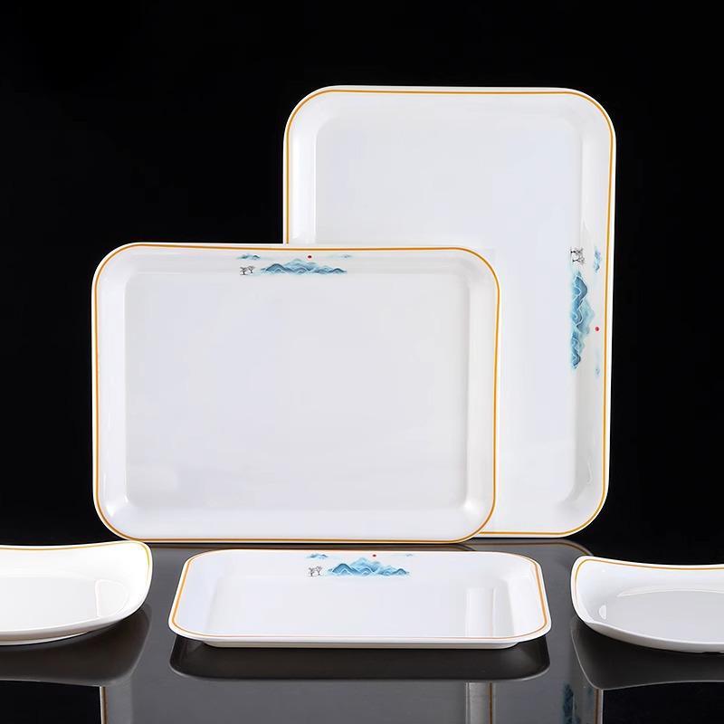 Commercial Rectangular Melamine Serving Tray for Cake, Dessert, Bread, Tea, and Fast Food Display