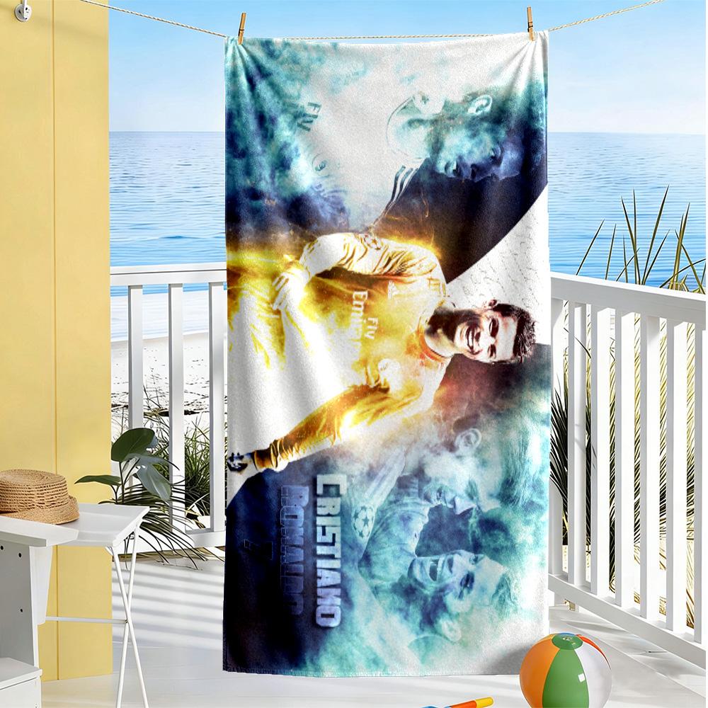 Cristiano Ronaldo Scores Goal Beach Towel Quick-Dry Soft Microfiber Comfortable Lightweight