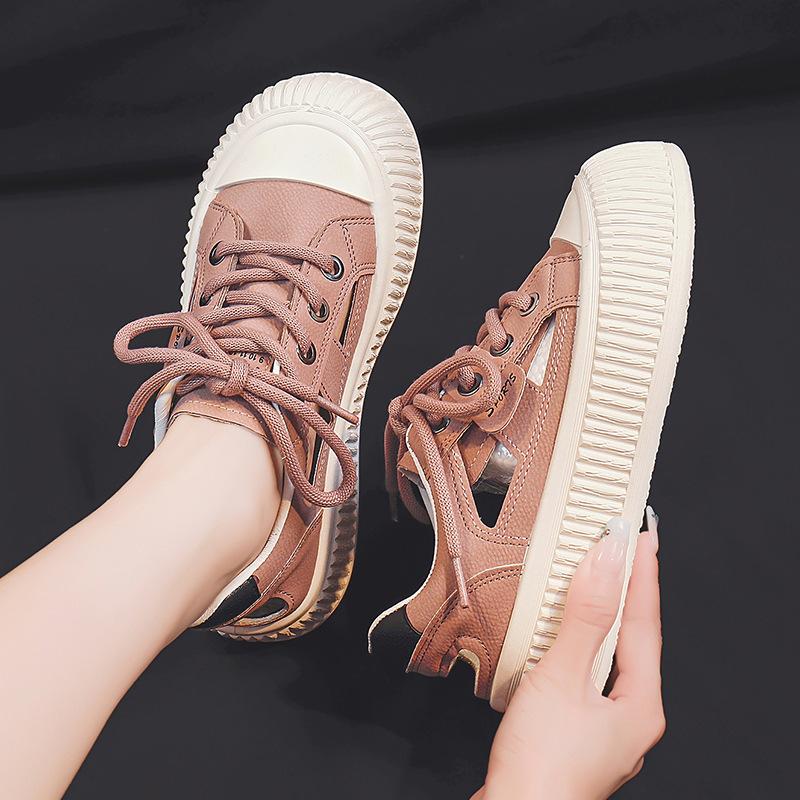 

Thick-soled casual hollow breathable board shoes summer new trendy student sports big head white shoes 39