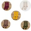 5 Pairs Solid Ribbed Crew Socks Women Mixed Color 4 Seasons Fit Loose Socks Set Daily Basic Sox