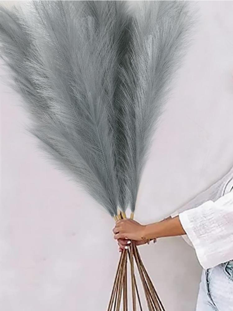 

4 шт. большие стебли высотой 110 см, искусственная пампасная трава, искусственные пампасы, цветочные искусственные пампасные травяные ветки, растения для домашней кухни, декор в стиле бохо темно серый