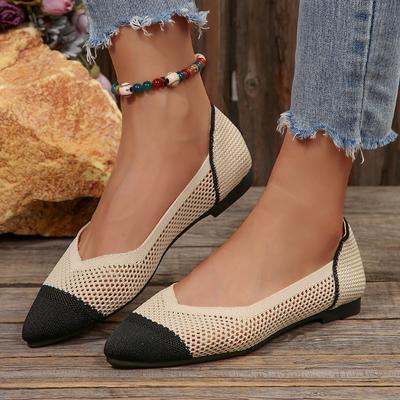 Fashion Lightweight Slip On Flat Shoes Woman Knit Mesh Breathable Summer Shoes for Women Mix Color Soft Sole Casual Work Shoes Plus Size