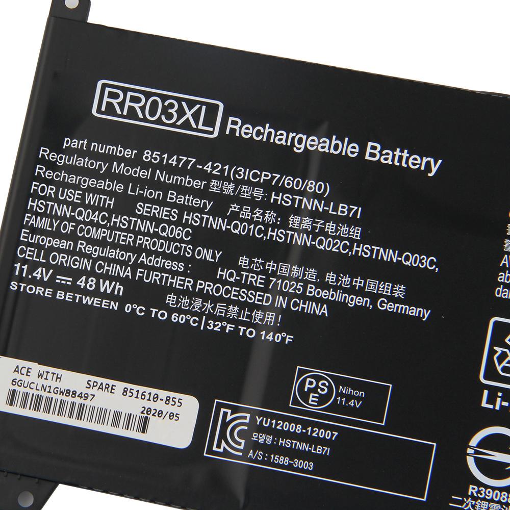 Replacement Laptop Battery RR03XL HSTNN-LB7I For HP HSTNN-Q01C HSTNN-Q02C HSTNN-Q03C HSTNN-Q04C HSTNN-Q06C 48Wh