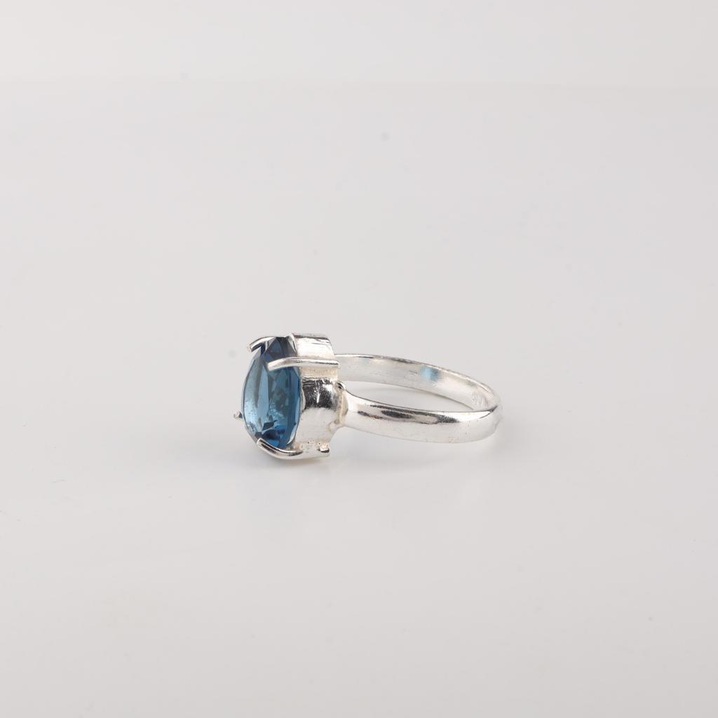 London Blue Topaz Gemstone 925 Sterling Silver Statement Jewelry Pretty Ring Gift For Wife RR-81-12