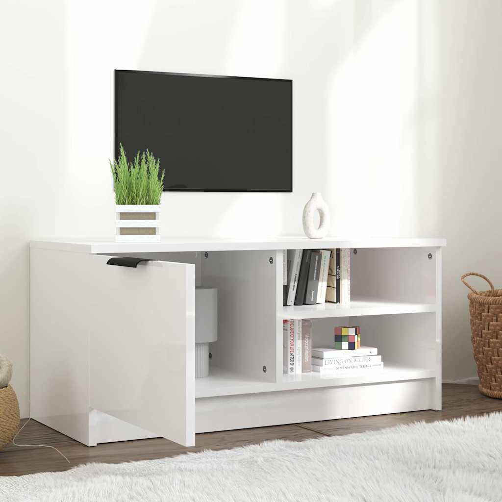 vidaXL TV-Schrank Hochglanz-Weiß 80x35x36,5 cm Holzwerkstoff
