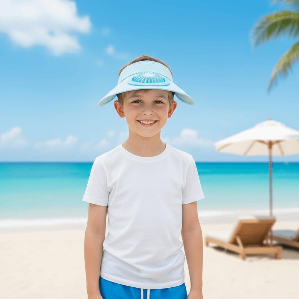Adjustable Rechargeable Fan Hat Portable Children Visor Cap Wide Brim Sunscreen Cap Travel